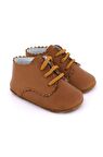 Funny Baby Bağcıklı Hakiki Deri Erkek Bebek Ayakkabısı Taba 4038