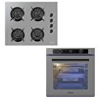 LUXELL 2'Lİ SET (88 Litre A-68 Sgf3 Platinum Metalik Gri Ankastre 9+1 Programlı Dijital Fırın /  Lux