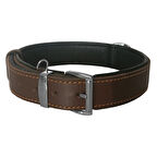 Markapet Lüks Deri Köpek Boyun Tasması 2,5x30-38 cm Siyah Kahve Medium