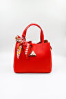 Kriste Bell Marka İthal Fular Detaylı Klasik kadın Çanta KB012 Kırmızı