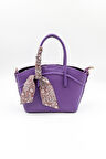 Kriste Bell İthal Kadın Fular Detaylı El ve Çapraz Çanta KB592 - Mor