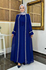 İnci Detaylı Abaya Elbise Takım 8493 Lacivert