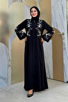 Nakış İşleme Detaylı Ferace 7895 Siyah