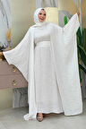 Yarasakol Abayalı Elbise Takım 8497 Ekru