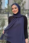 Taş Detaylı Şifon Şal 2026 Lacivert