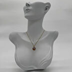 Çelik Vintage Sanat Kolye Serisi:  Yuvarlak Model İnci Detay - Gold