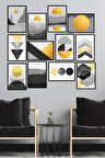 12 Parça Siyah Çerçeve Görünümlü Mdf Tablo Seti - 12ARTAVESSA3