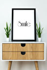 Tek Parça Çerçeve Görünümlü Yazılı Mdf Tablo "Smile"