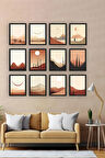 12 Parça Siyah Çerçeve Görünümlü Mdf Tablo Seti - 12ARTAVESSA27