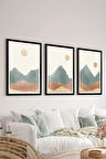3 Parça Siyah Çerçeve Görünümlü Mdf Tablo Seti - Set 4