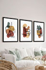 3 Parça Siyah Çerçeve Görünümlü Mdf Tablo Seti - Set 8