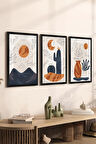 3 Parça Siyah Çerçeve Görünümlü Mdf Tablo Seti - Set 7