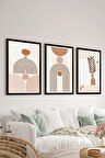 3 Parça Siyah Çerçeve Görünümlü Mdf Tablo Seti - Set 26