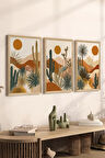 3 Parça Ahşap Çerçeve Görünümlü Mdf Tablo Seti - ERSYCRVSZ3SET10