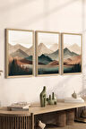 3 Parça Ahşap Çerçeve Görünümlü Mdf Tablo Seti - ERSYCRVSZ3SET18