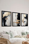 3 Parça Siyah Çerçeve Görünümlü MDF Poster Tablo Seti - Set 20