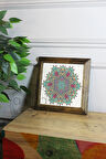 Masif Ahşap Çerçeveli Taş Tablo Pano 26 x 26 cm - Mandala 6