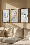 3 Parça Kahverengi Gerçek Ahşap Çerçeveli Tablo Seti - Model 27
