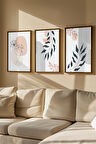 3 Parça Gerçek Ahşap Renkli Çerçeveli Tablo Seti - Model 22