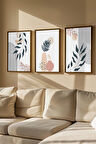 3 Parça Gerçek Ahşap Renkli Çerçeveli Tablo Seti - Model 30