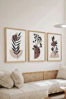 3 Parça Ahşap Çerçeve Görünümlü MDF Poster Tablo Seti - Set 59