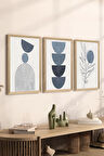 3 Parça Ahşap Çerçeve Görünümlü MDF Poster Tablo Seti - Set 42