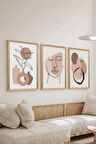 3 Parça Ahşap Çerçeve Görünümlü MDF Poster Tablo Seti - Set 87