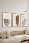 3 Parça Ahşap Çerçeve Görünümlü MDF Poster Tablo Seti - Set 121