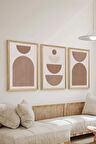 3 Parça Ahşap Çerçeve Görünümlü MDF Poster Tablo Seti - Set 43
