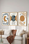 3 Parça Ahşap Çerçeve Görünümlü MDF Poster Tablo Seti - Set 127