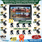 Mibzer için 8 Kameralı 10 inç Sekize Bölen Monitör Kayıtlı 256 Gb Sd Kart Destekli