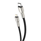 Gritty 30W Metal Uçlu Akım Korumalı Type-C to Lightning Örgülü Kablo 100cm Siyah (GL-SL02)