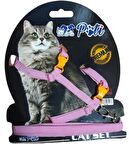Pati Yavru Köpek ve Kedi Gezdirme Takım Tasması (Ayarlanabilir) Düz Pembe