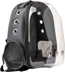 Şeffaf Astronot Kedi Köpek Taşıma Çantası 42x22x33 Cm Siyah