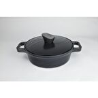 Primanova Bordain Alüminyum Basık Tencere 24 cm Siyah D-BOR24L