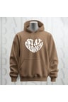 Stay Groovy Kalp Şekilli Baskılı Kapüşonlu Oversize Sweatshirt Hoodie Kalın Kumaş 3 İplik Şardonlu