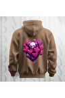 Love Teddy Deseni Baskılı Kapüşonlu Sweatshirt Hoodie Yünlü Kalın Kumaş 3 İplik Şardonlu