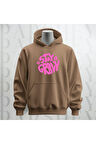 Stay Groovy Göğüs Baskılı Kapüşonlu Unisex Sweatshirt Hoodie Kalın Kumaş 3 İplik Şardonlu