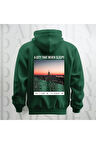 Uyumayan Şehir New York Baskılı Kapüşonlu Oversize Sweatshirt Hoodie Kalın Kumaş 3 İplik Şardonlu