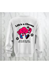 Life's a Circus Baskılı Kalın Kumaş 3 İplik Şardonlu Oversize Bisiklet Yaka Sweatshirt