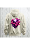 Love Teddy Deseni Baskılı Kapüşonlu Sweatshirt Hoodie Yünlü Kalın Kumaş 3 İplik Şardonlu