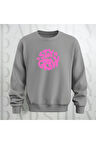 Stay Groovy Göğüs Baskılı Kalın Kumaş 3 İplik Şardonlu Oversize Unisex Bisiklet Yaka Sweatshirt