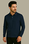 Regular Fit %100 Pamuk Polo Yaka Uzun Kollu Basic T-Shirt