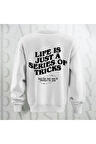 Life is Just a Series of Tricks Baskılı 3 İplik Şardonlu Oversize Bisiklet Yaka Sweatshirt