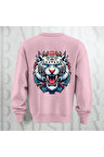Tiger Baskılı Kalın Kumaş 3 İplik Şardonlu Oversize Unisex Bisiklet Yaka Sweatshirt