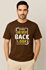 Erkek - Kadın %100 Pamuk Never Look Back Baskılı Yarım Kollu Bisiklet Yaka T-Shirt