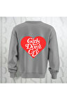 Unisex Sweatshirt Sırt Baskılı Girls Don't Cry Yazı Kalın Kumaş 3 İplik Oversize Bisiklet Yaka