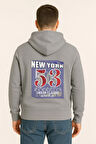 Unisex Oversize Hoodie – New York 53 Baskılı Kapüşonlu Sweatshirt