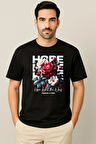Erkek - Kadın %100 Pamuk Hope Gül Desenli Baskılı Yarım Kollu Bisiklet Yaka T-Shirt