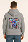 Bronx New York Baskılı Oversize Hoodie – Geometrik Renkli Arka Tasarım Unisex Kapüşonlu Sweatshirt